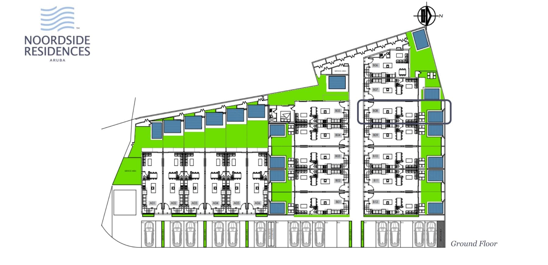 Site plan showing the location of Unit B08