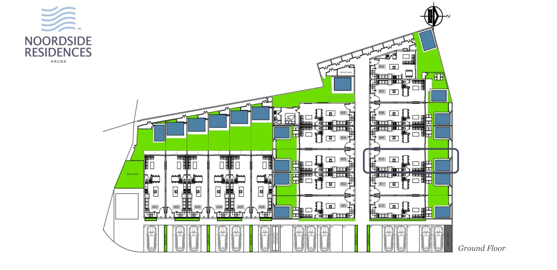 Site plan showing the location of Unit B10